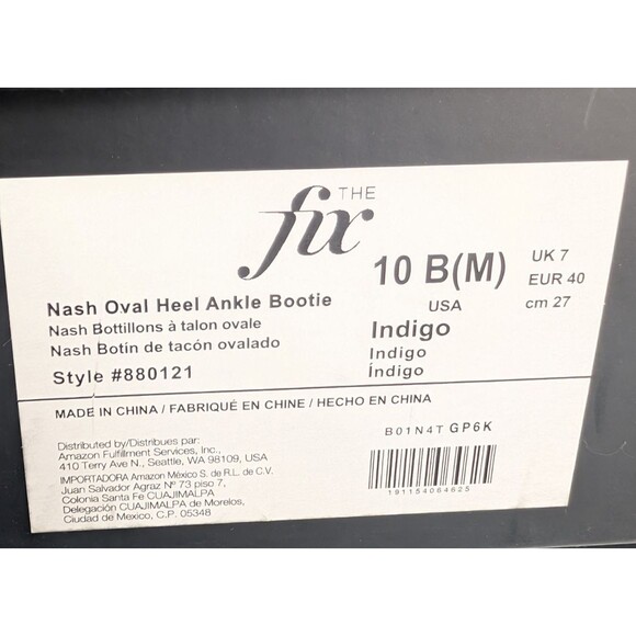 The Fix Nash Oval Heel Ankle Bootie Zip Floral Embroidery Indigo Denim Size 10 - Picture 6 of 7